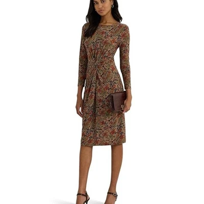 Lauren Ralph Lauren Women Floral Print Twist Front Midi Dress Size 6 - Image 1 of 4