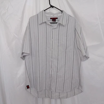 Tony Hawk Light Grey Striped Button Up Skater Shirt Mens Size XL - Image 1 of 4