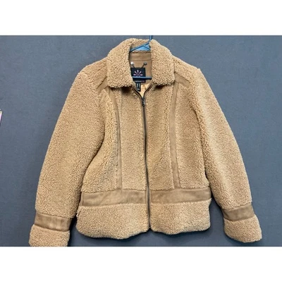 Isaac Mizrahi Live! Jaqueta mista falsa shearling e camurça camelo XS - Imagem 1 de 4