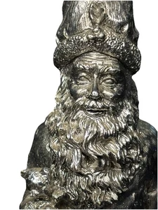 Santa Silver Tone Father Christmas 10” Pewter-like Unique - Picture 1 of 8