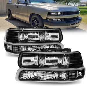Faros negros aptos para Chevy Silverado 2000-2006 Tahoe Suburban 1500 1999-2002 - Imagen 1 de 91