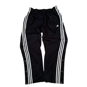 Vintage Adidas Track Pants Tear Away Men Small Black 3 Stripes Snaps Baggy Y2K - Bild 1 von 16