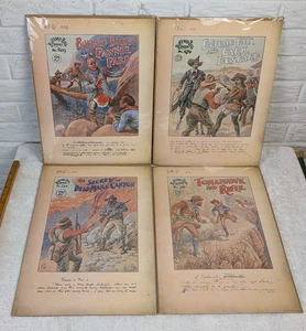 Set 4 Buffalo Bill Bibliothek Geschichte Cover Drucke montiert 11x16 Museum Display - Bild 1 von 6