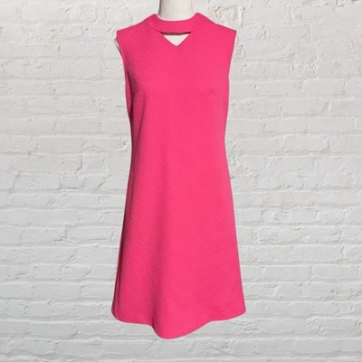 Vestido midi vintage años 60 rosa línea A recorte M mod fiesta cóctel era espacial twiggy Foto 1 de 4
