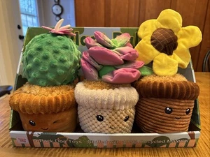 Think Dog Plant Pals 3-Pack Dog Toys Tough Chew Squeaker Crinkle Ball Inside - Picture 1 of 12
