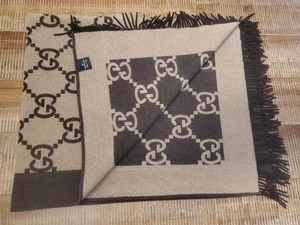 EUC Gucci Monogram GG Logo Wool Blend Throw Blanket Size 72" x 54" - Picture 1 of 4