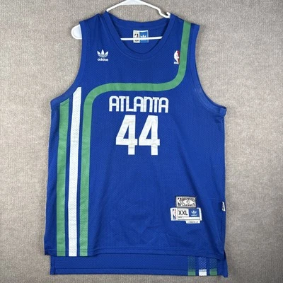 Pistol Pete Adidas Atlanta 44 Hardwood Classics Blue NBA Jersey XXL Length+2 - Image 1 of 4