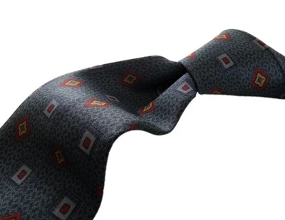 Corbata de seda para hombre ETRO hecha en Italia patrón de diamantes geométricos diseñador de lujo Foto 1 de 4