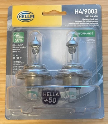 HELLA H4P50TB +50 Performance Bulb, 12V, 60/55W, 2 Count (Pack of 1) - Image 1 of 2