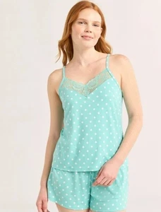 Joyspun Womens XL Dreamy Soft Polka Dot Pajama Set Turquoise - Picture 1 of 6