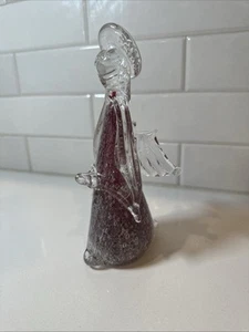 VTG Ferro & Lazzarini Murano Art Glass Praying Angel 8.5” Bubbles Red w/ Sticker - Picture 1 of 9