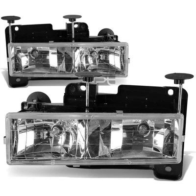 Lámpara de cabeza cromada + bombilla Fit 88-98 Gmc Sierra Chevy Silverado C/K Truck K3500 Foto 1 de 2