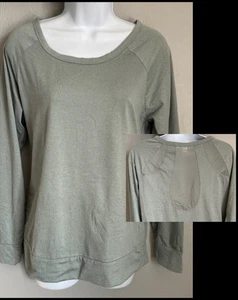 Balance Collection Active Shirt Womens Medium Sage Green Long Sleeves Mesh Back - Picture 1 of 13