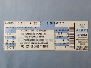10-19-12 2012 The Smashing Pumpkins Vtg Concert Ticket Stub Rosemont Allstate - Picture 1 of 2