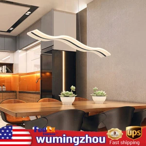 Modern Pendant Lamp LED Linear Wave Acrylic Chandelier Ceiling Light Dimmable - Picture 1 of 13