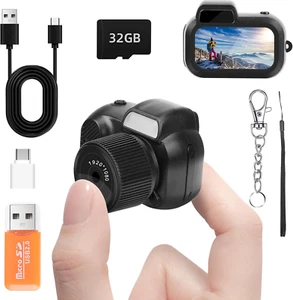 Mini Keychain Camera, FHD 1080P 8MP Mini Digital Camera with 32GB SD Card, OTG A - Picture 1 of 12