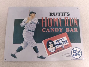 Babe Ruth Tin Sign Home Run Candy Bar 16" x 12" Vintage 1991 Desperate Sign co. - Picture 1 of 5