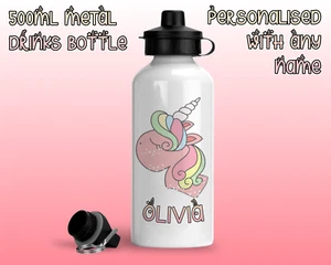 Personalised Metal Unicorn Drinks Water Bottle for Kids. School, nursery, flask. - Picture 1 of 1