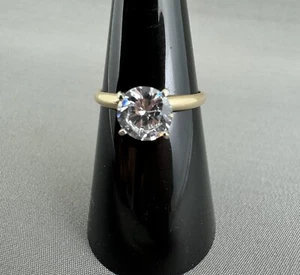 14k Yellow Gold CZ Round Solitaire Engagement Ring 1ct Wedding Size 6" - Picture 1 of 12