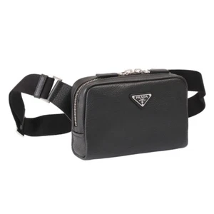 PRADA Shoulder Bag Men Body Bag Crossbody Leather 2VH184 2BBE F0002 Black - Picture 1 of 11