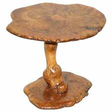 EXQUISITE SOLID BURR WALNUT HAND CRAFTED BY NATURE SIDE END LAMP WIND TABLE 