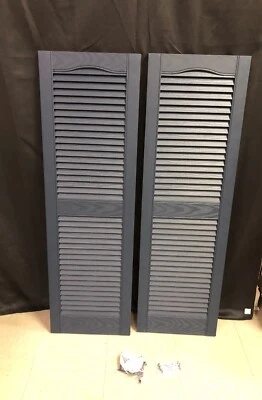 Mid America  Louver Vinyl Shutters 14.5in. X 48 In Midnight Blue - Image 1 of 4