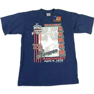 Camisa grande nueva con etiquetas de colección Hank Aaron 1994 Braves 715 HR 25 aniversario puntada única Foto 1 de 4