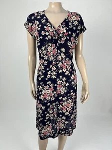 Vintage 50's Women's Floral Dress Rayon Side Talon Zip Blue Pink S/S Party V17 - Picture 1 of 10