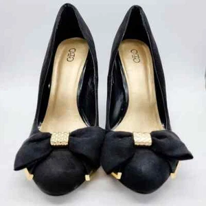 Cato Women Mary Janes Shoes Chunky Heel Black Velvet Platform Heels Bowtie Sz 10 - Picture 1 of 8