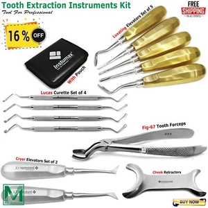 13 Pcs Basic Dental Tooth Extraction Elevators Curettes Forceps Retractor Kit CE - Picture 1 of 6
