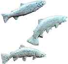Set Of 3 Brown, Rainbow ,Sea Trout Handcrafted In Solid English Pewter Badges-P