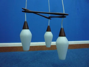 Mid-Century Teak & Opalglas Hängelampe Denmark style 60er DESIGN - Picture 1 of 12