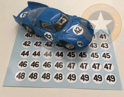 PETITS STICKERS RONDS NUMEROS DE COURSE RALLYE  (NO DECAL IDEAL SLOT) DCSN001 - Photo 1/2