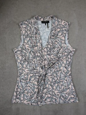 Blusa elástica Donna Karan para mujer XSS sin mangas con detalle de nudo y cuello en V Foto 1 de 4