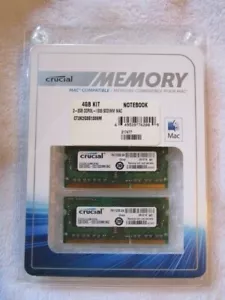 Crucial Kit 4GB 2 x 2GB DDR3L-1333 CT2K2G3S1339M SODIMM Mac compatible - Picture 1 of 2