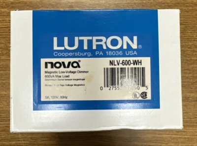 LUTRON NOVA NLV-600-WH МАГНИТНЫЙ НИЗКОВОЛЬТНЫЙ ДИММЕР ПЕРЕКЛЮЧАТЕЛЬ 5A 120V ** НОВЫЙ В КОРОБКЕ ** - Изображение 1 из 4