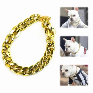 1PCS Gold Pet Choke Chain Necklace Collar Cat Dog French Bulldog Puppy Teddy - Picture 1 of 11