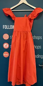 Compania Fantastica Orange Cotton Midi Sundress Ruffle Sleeves Size XS Preloved - Imagen 1 de 7