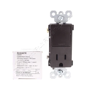 Legrand Radiant RCD38TR braun Wohn 3-Wege Kippschalter Tamper Steckdose 15A - Bild 1 von 6