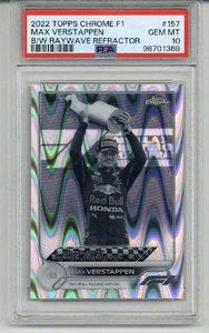 2022 TOPPS CHROME F1 BLACK & WHITE RAYWAVE REFRACTOR #157 MAX VERSTAPPEN PSA 10 - Picture 1 of 2