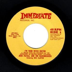 BLUES-JOHN MAYALL/BLUESBREAKERS (W/ ERIC CLAPTON)-I'M YOUR WITCH DOCTOR/TELEPHON - Picture 1 of 2