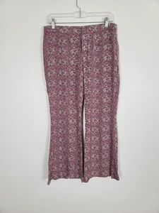 Free People Flowy Floral Wide Leg Trousers Hose Pink Size Large Made USA Boho - Bild 1 von 7
