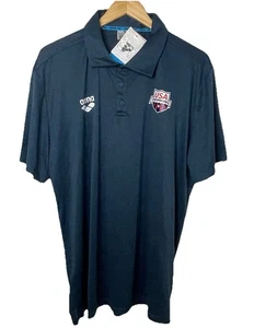 NWT Arena USA Swimming Logo  Blue Short Sleeve Tech Polo Lightweight Men’s XXL - Picture 1 of 17