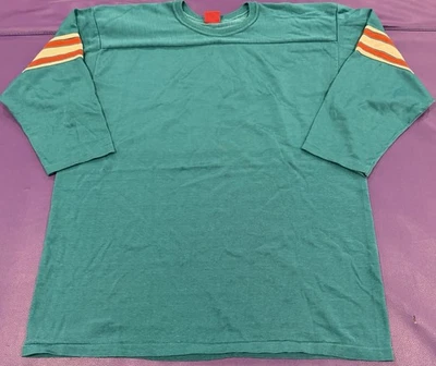 Auténtica camiseta vintage de los Miami Dolphins años 70-80 Durene Rawlings sobre el campo de la NFL L Foto 1 de 4