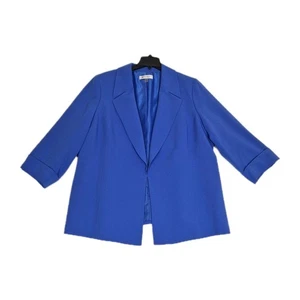 Kasper Women's Blazer Size 3X Open-Front Cuff-Sleeve Jacket Blue (48) - Picture 1 of 10