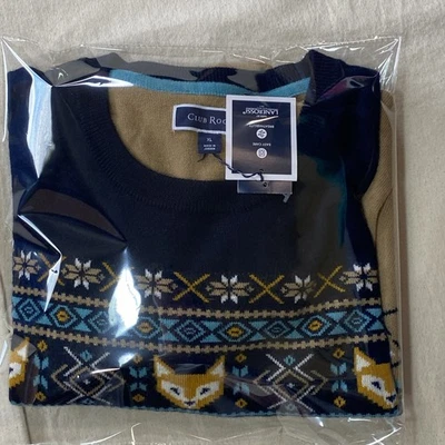 Club Room Merino Wool Blend Sweater Mens XL NWT Fair Isle Fox Performance New - Image 1 of 4