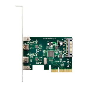 PCI-E 4x Express to USB 3.1 USB-C Type C Dual Port Add on Riser Expansion Card g - Photo 1/9