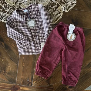 NWT $70 Edgehill Collection X Darby Fallon Shirt & Reversible Pants Set Sz 18M - Picture 1 of 8