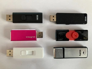 Job Lot 16GB x 6 Mixed Branded USB 2.0 Flash Drive Memory Sticks - Afbeelding 1 van 1