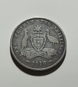 Australia 1 Florin - 1910 | Edward VII | Silver | First Coin Issue - Very Rare! - Picture 1 of 5